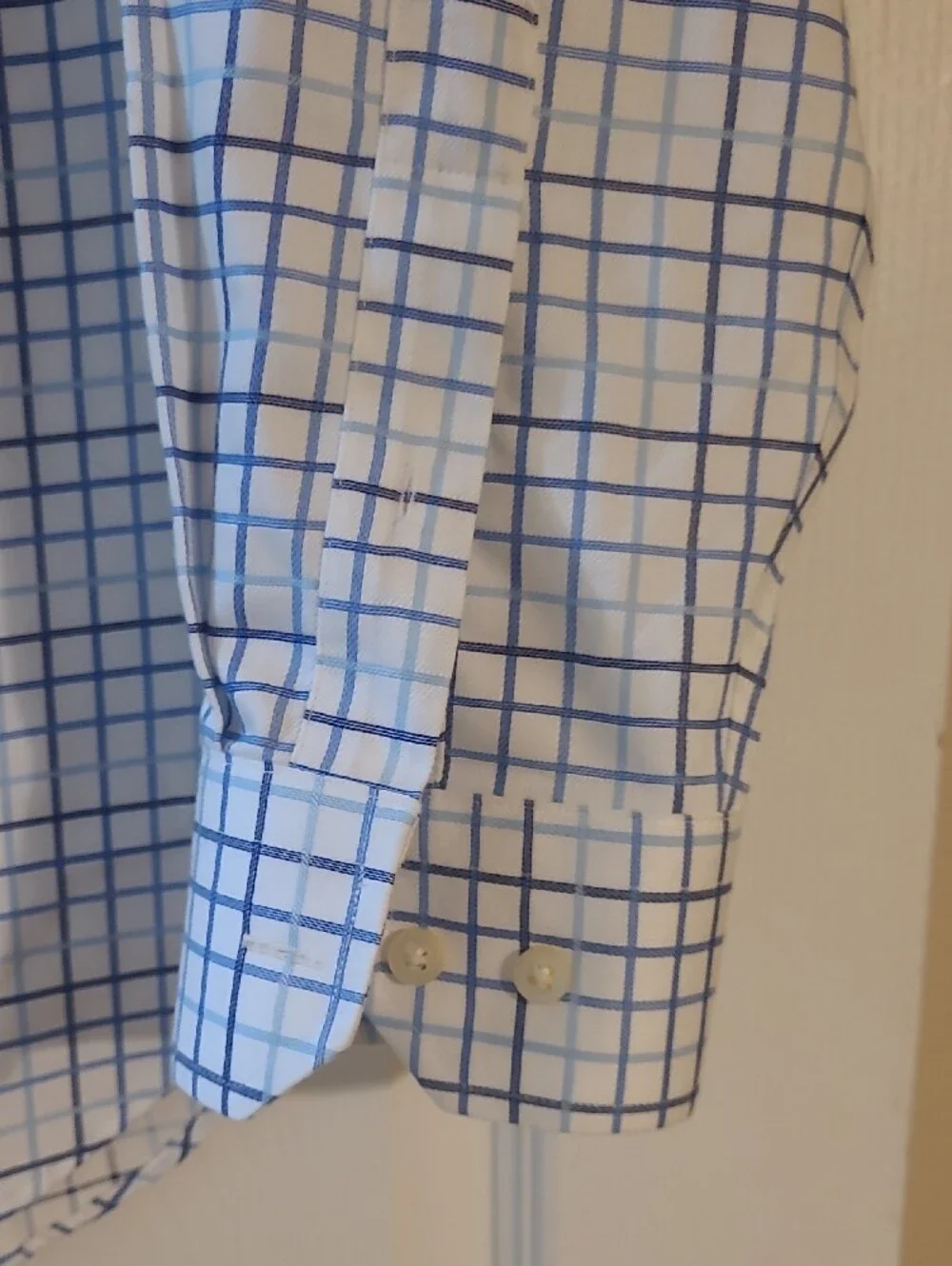 Banana Republic White Dress Shirt with Blue Windowpane Grid